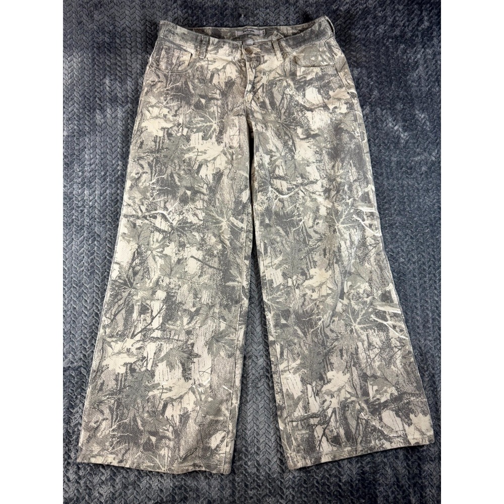 Refrain Los Angeles Corduroy Pants Women 9x29 Gray Real Tree Camouflage Wide Leg